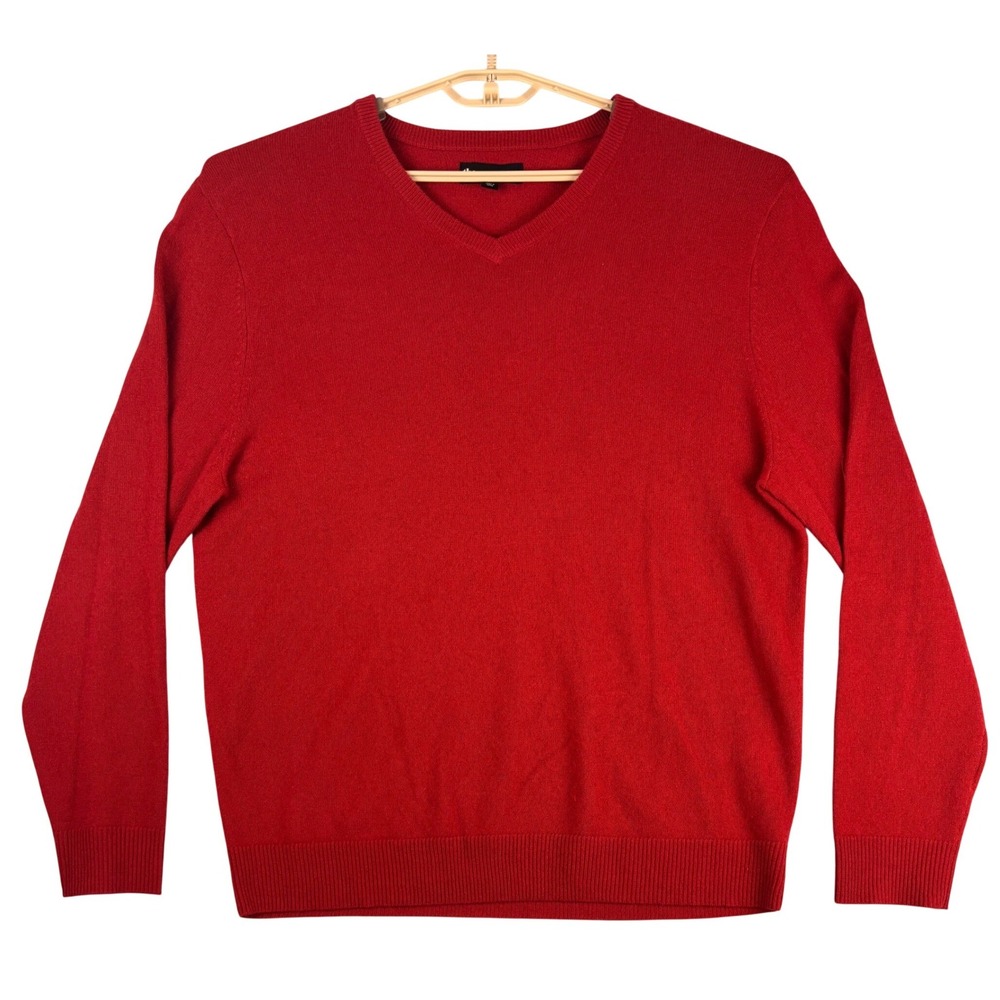 The Commons Mens 100% Cashmere V-Neck Sweater‎ Red XL